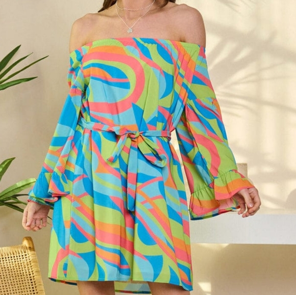 Kaleidoscope Dreams Off-Shoulder Dress -  Tropical - Picture 5 of 6